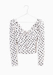 Blusa manga larga con estampado de puntos y escote cuadrado para mujer - Flashy