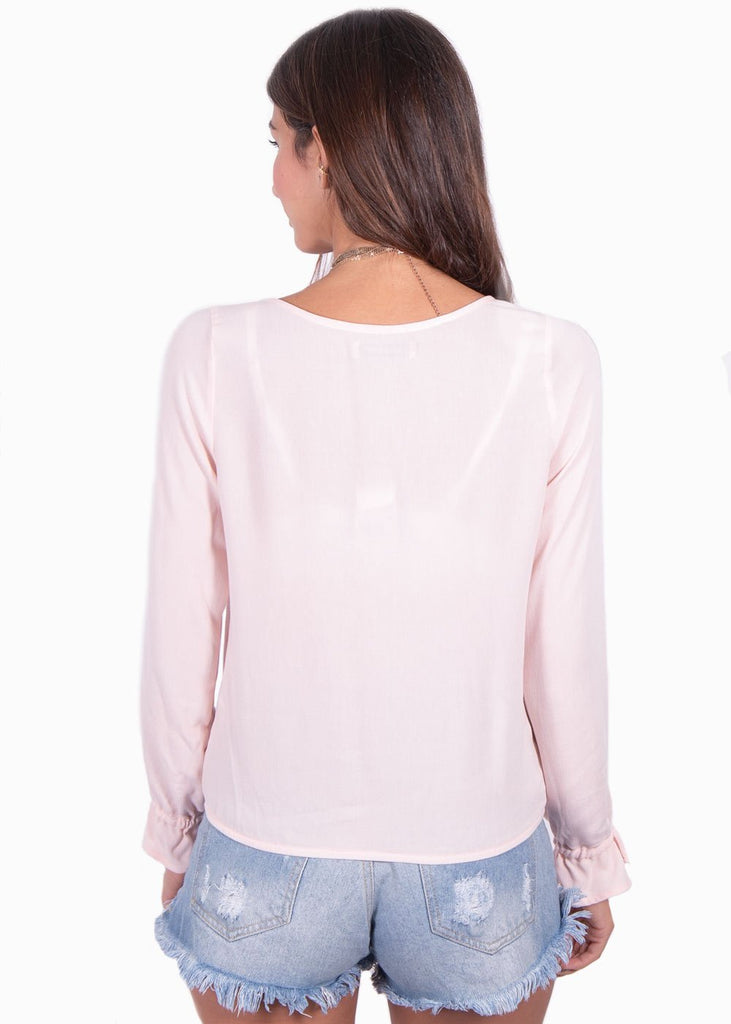 Blusa manga larga con guipure para mujer - Flashy