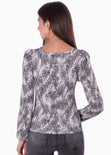 Blusa manga larga con hombreras y estampado de puntos para mujer - Flashy