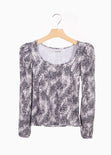 Blusa manga larga con hombreras y estampado de puntos para mujer - Flashy