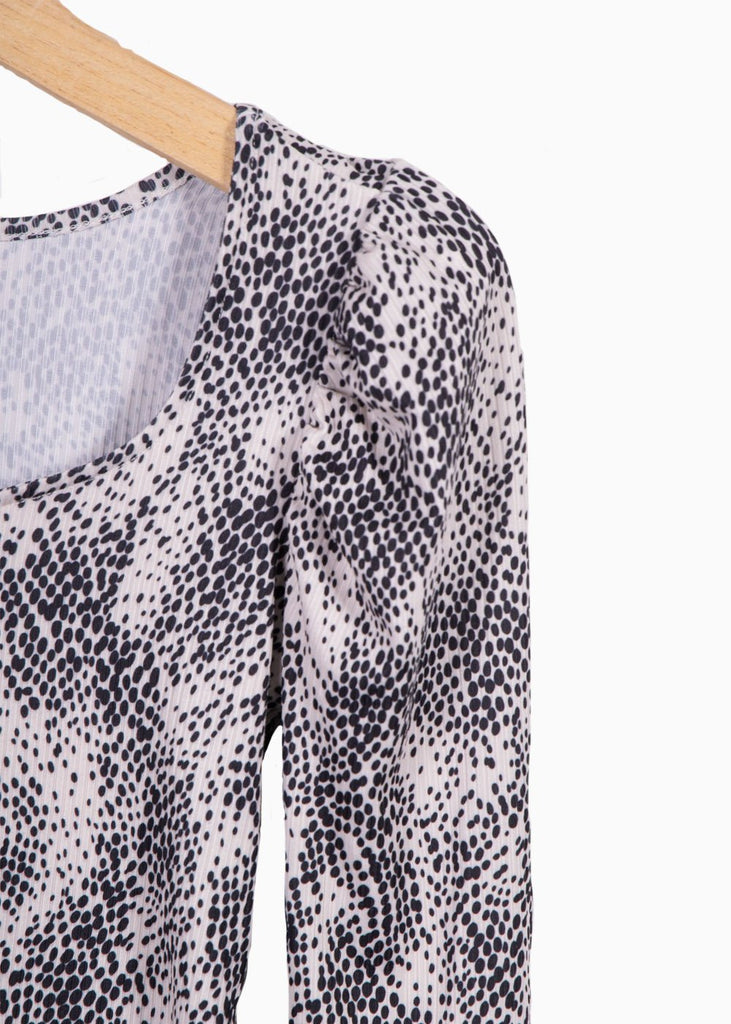 Blusa manga larga con hombreras y estampado de puntos para mujer - Flashy