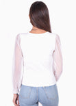 Blusa manga larga con mangas en transparencia para mujer - Flashy