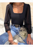 Blusa manga larga con mangas en transparencia para mujer - Flashy