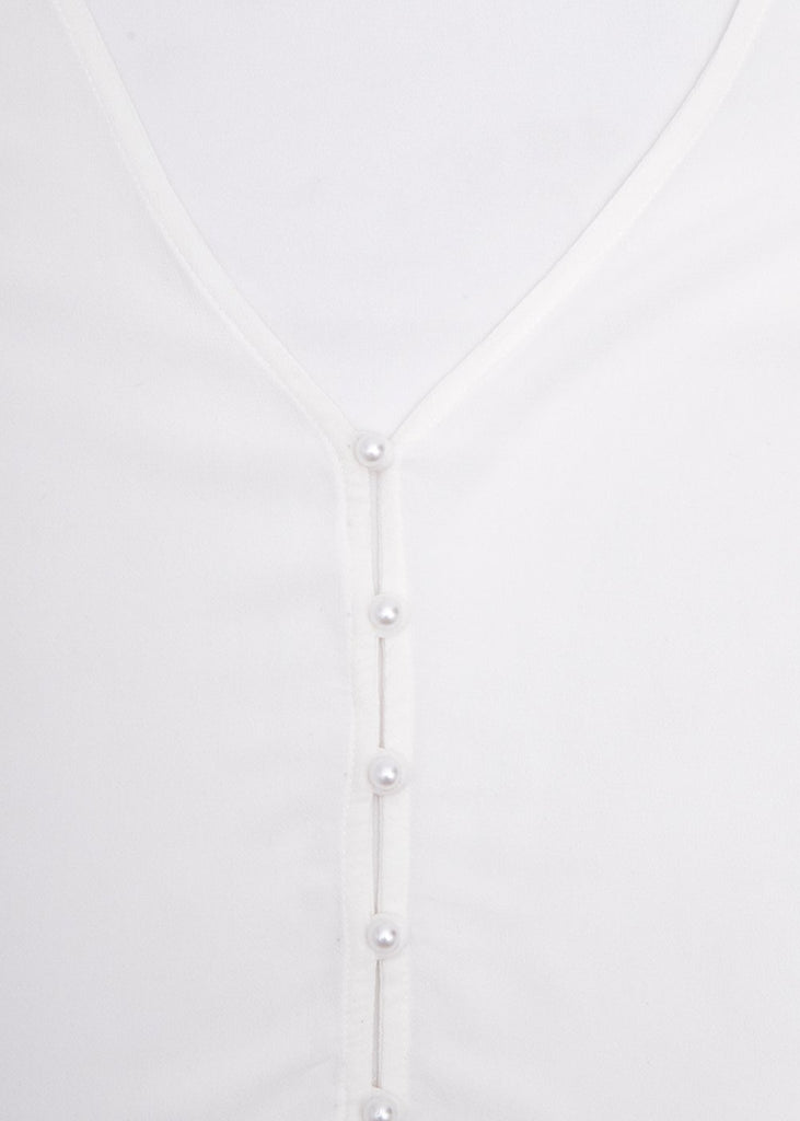 Blusa manga larga con perlas para mujer - Flashy