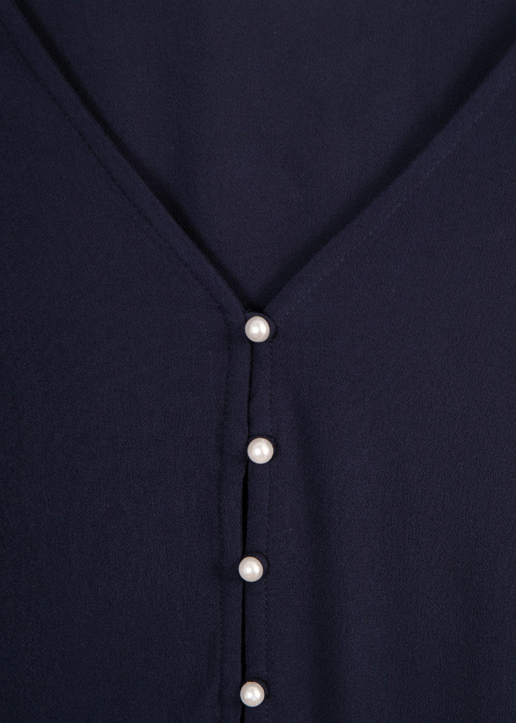 Blusa manga larga con perlas para mujer - Flashy