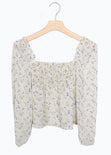Blusa manga larga con recogido en escote para mujer - Flashy