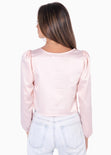 Blusa manga larga con recogido en frente para mujer - Flashy