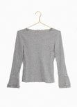 Blusa manga larga gris con manga campana para mujer - Flashy