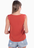 Blusa manga sisa con detalle de encaje en escote y mangas para mujer - Flashy