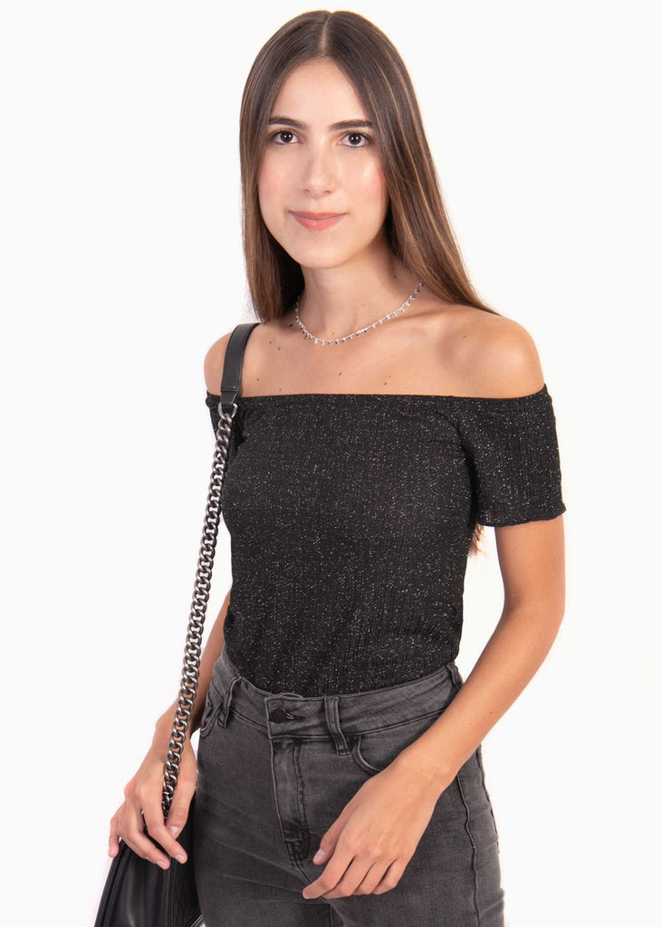 Blusa off shoulder con brillo para mujer - Flashy