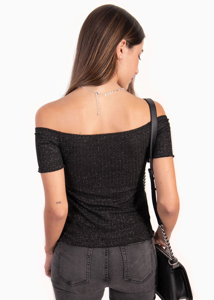 Blusa off shoulder con brillo para mujer - Flashy