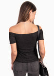 Blusa off shoulder con brillo para mujer - Flashy