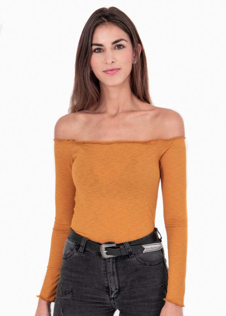 Blusa off shoulder manga larga para mujer - Flashy