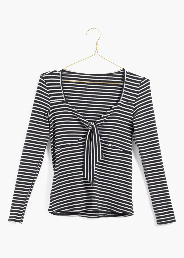 Blusa rayas manga larga color blanco, negro para mujer - Flashy