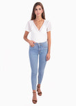 Body con escote cruzado en tela transparente para mujer - Flashy