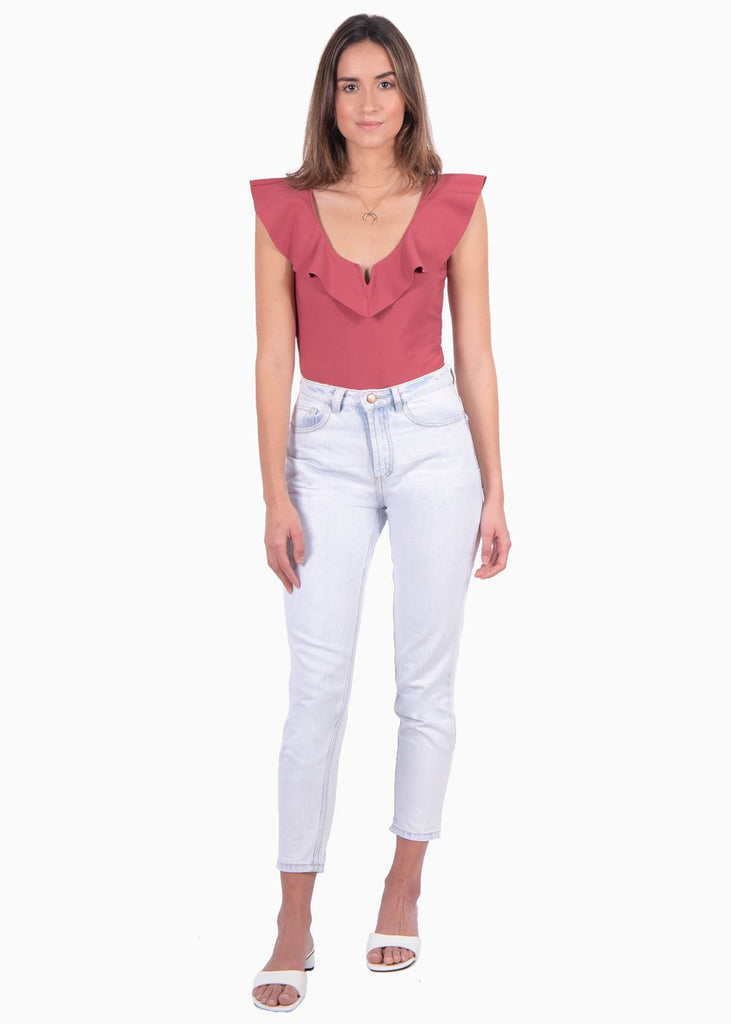 Body con escote en v y boleros para mujer - Flashy