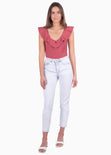 Body con escote en v y boleros para mujer - Flashy