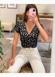 Body cruzado con estampado de puntos para mujer - Flashy