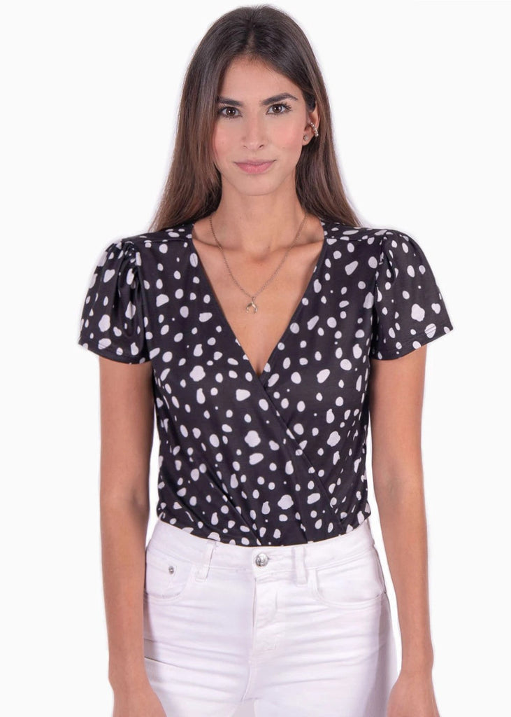 Body cruzado con estampado de puntos para mujer - Flashy