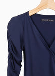 Body cruzado manga larga con recogido en mangas para mujer - Flashy