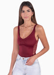 Body de tiras con encaje en laterales para mujer - Flashy
