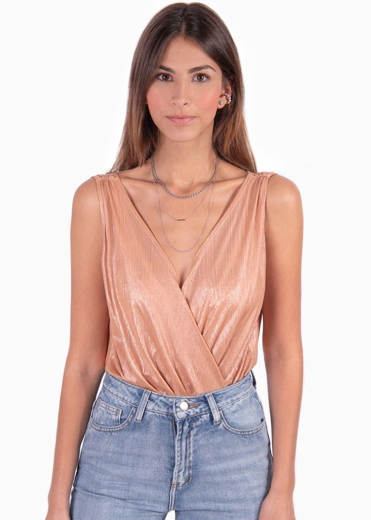 Body drapeado con escote cruzado para mujer - Flashy