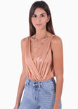 Body drapeado con escote cruzado para mujer - Flashy