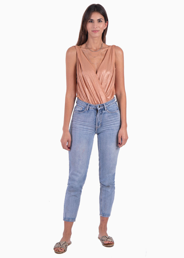 Body drapeado con escote cruzado para mujer - Flashy