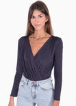 Body drapeado manga larga para mujer - Flashy