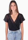 Body con escote cruzado en tela transparente para mujer - Flashy