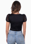 Body manga corta con escote cuadrado para mujer - Flashy