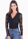 Body manga larga encaje para mujer - Flashy