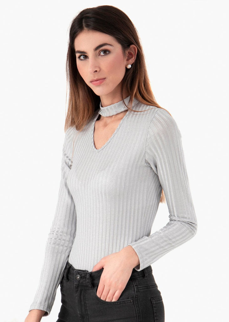 Body metalizado con escote para mujer - Flashy