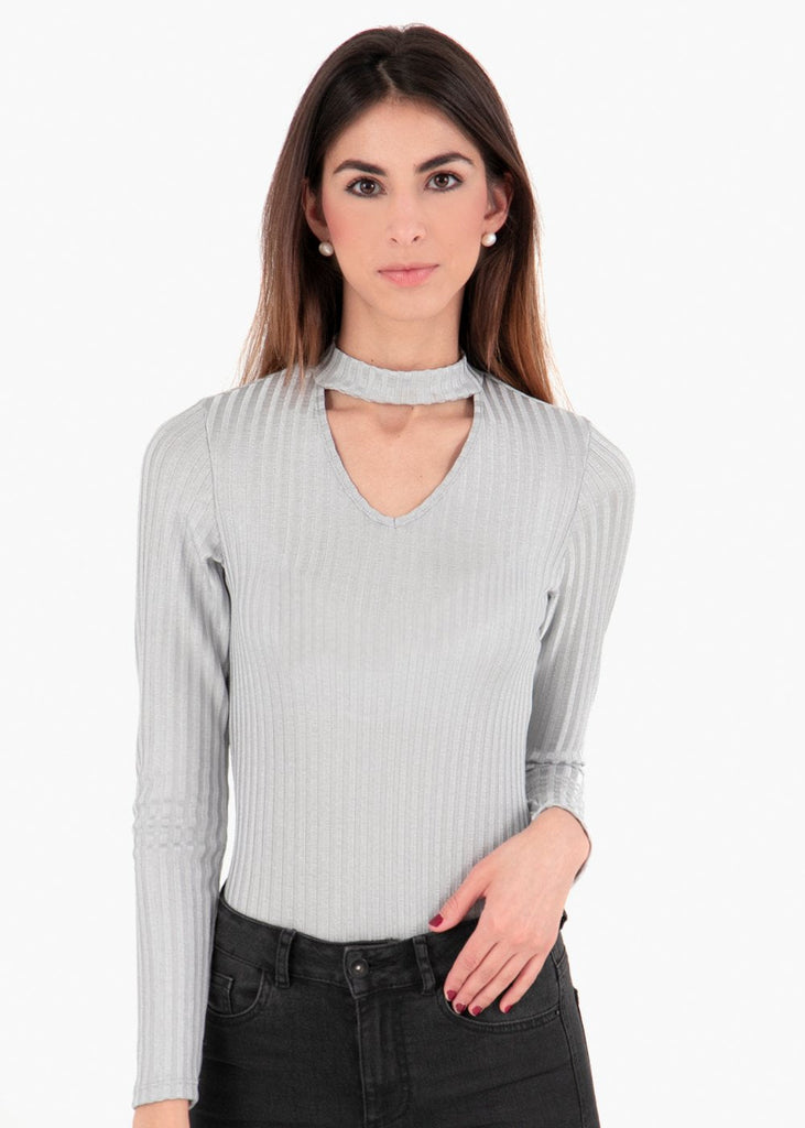 Body metalizado con escote para mujer - Flashy