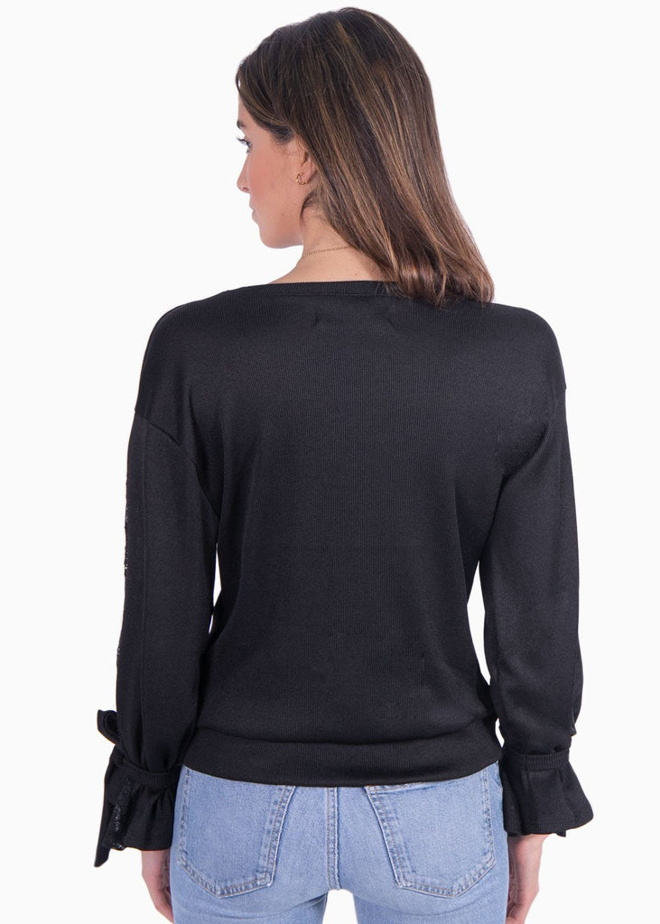 Buso con encaje en mangas y anudados para mujer - Flashy