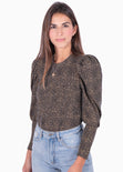 Buso con estampado de leopardo y hombreras para mujer - Flashy