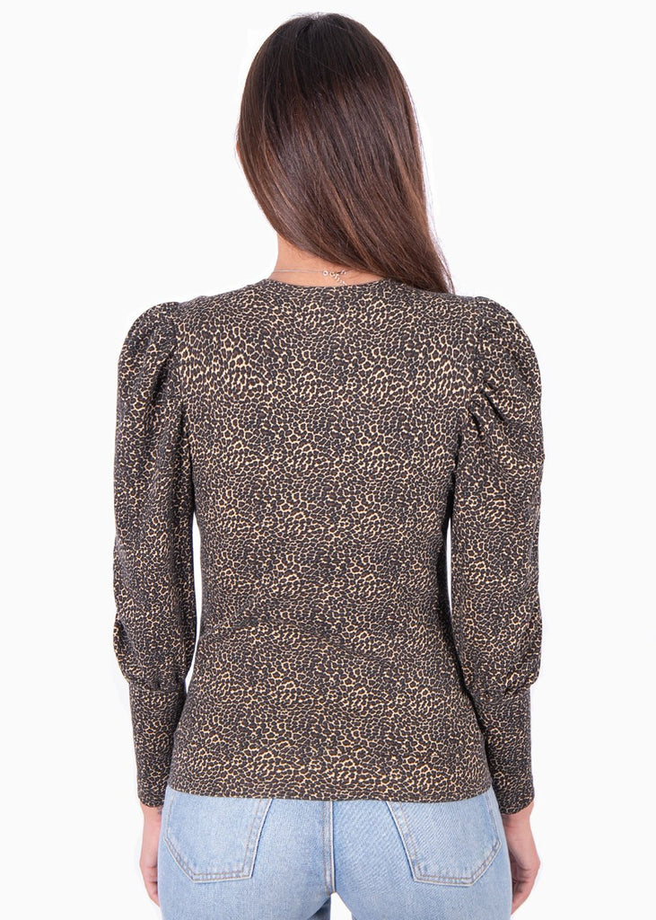 Buso con estampado de leopardo y hombreras para mujer - Flashy