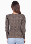 Buso con estampado de leopardo y hombreras para mujer - Flashy
