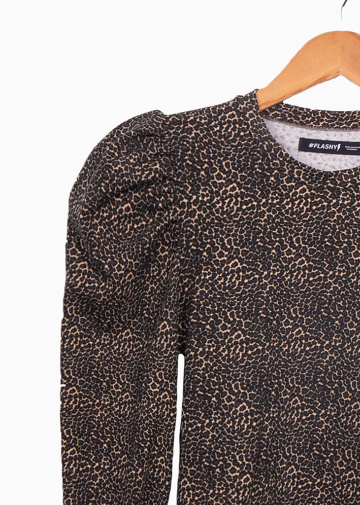 Buso con estampado de leopardo y hombreras para mujer - Flashy