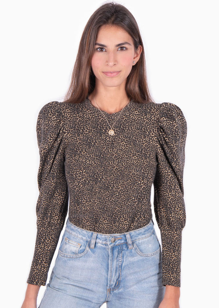 Buso con estampado de leopardo y hombreras para mujer - Flashy