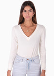 Buso cuello en v con encaje en espalda para mujer - Flashy