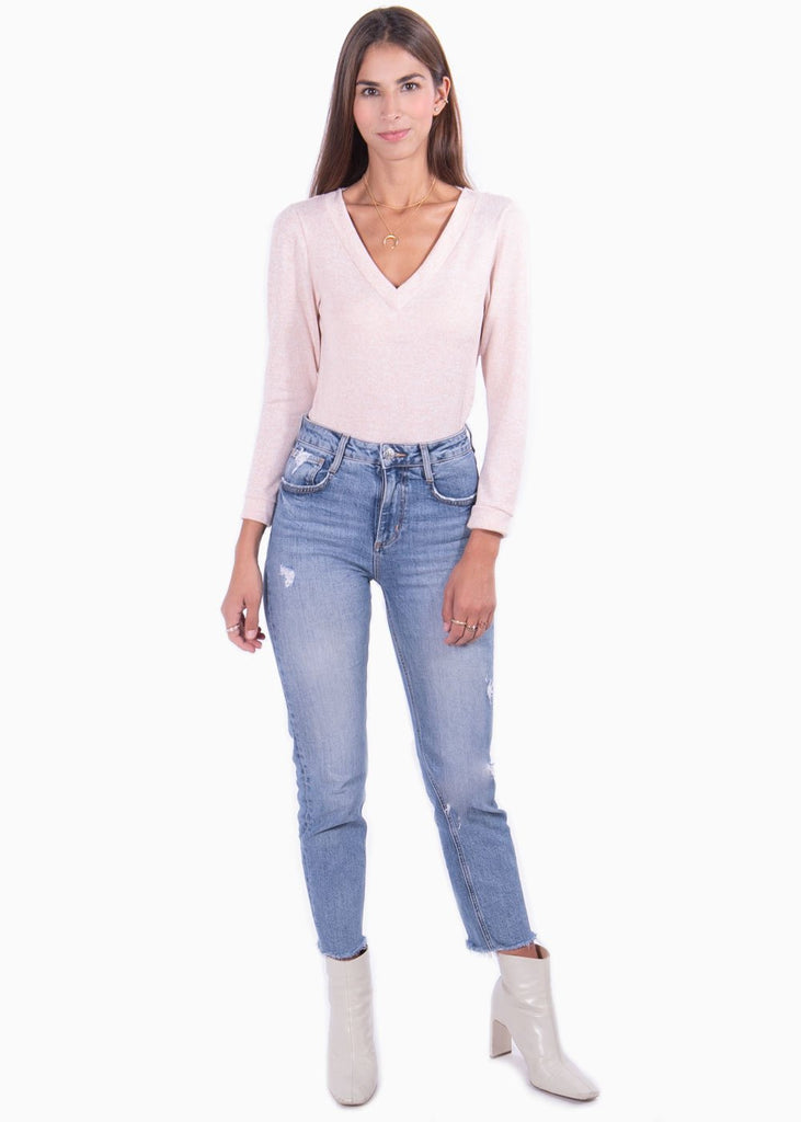 Buso cuello en v con encaje en espalda para mujer - Flashy