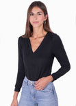 Buso cuello en v con encaje en espalda para mujer - Flashy