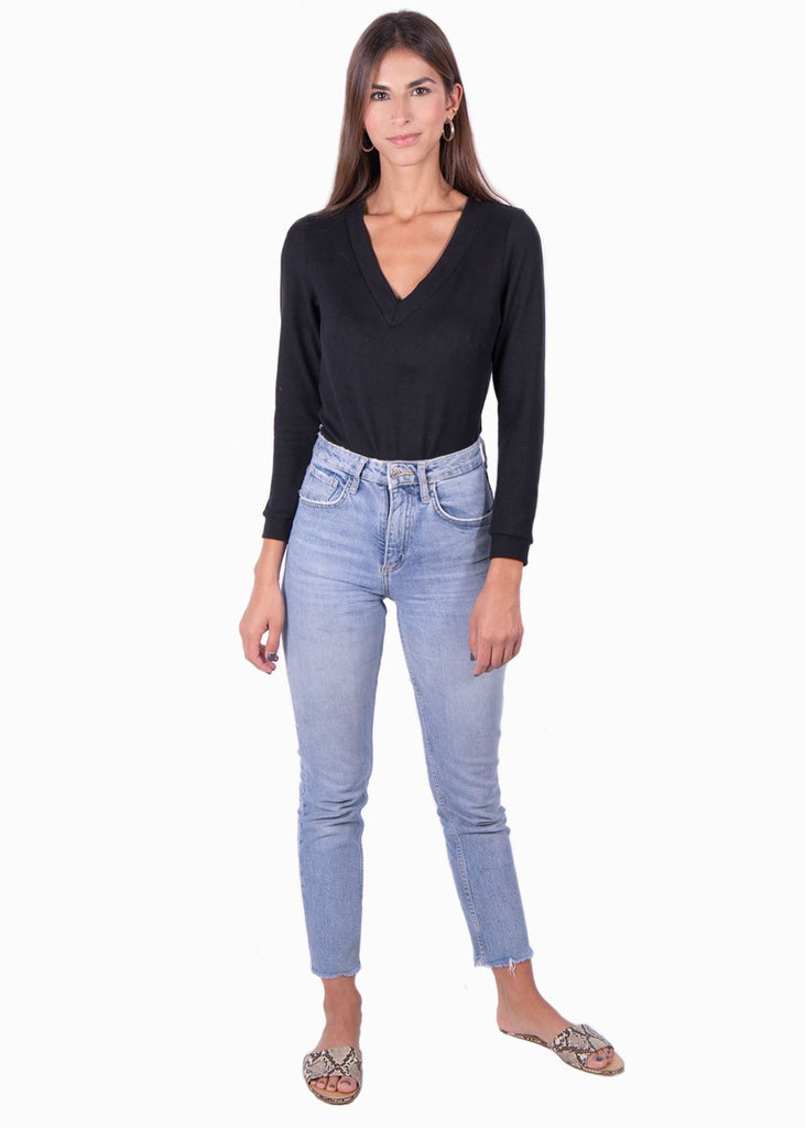 Buso cuello en v con encaje en espalda para mujer - Flashy