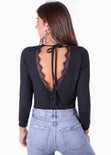 Buso cuello en v con encaje en espalda para mujer - Flashy