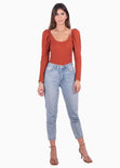 Buso manga larga con hombreras para mujer - Flashy