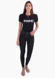 Camiseta con aplique "Oops" para mujer - Flashy