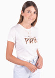 Camiseta con aplique de peluche "Girl PWR" para mujer - Flashy