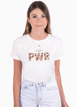 Camiseta con aplique de peluche "Girl PWR" para mujer - Flashy