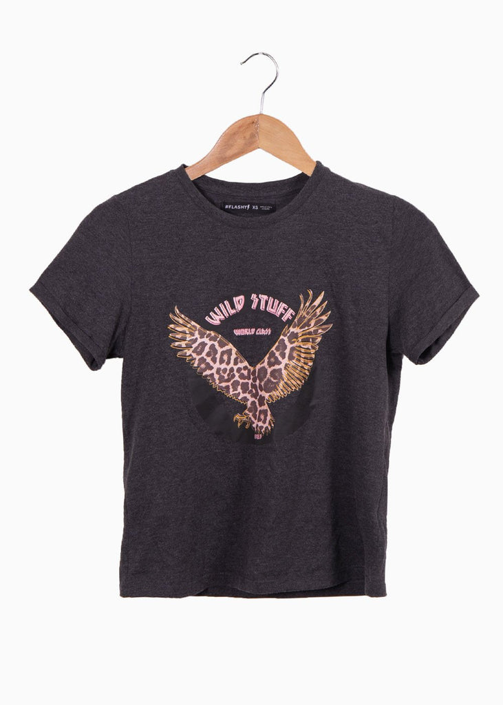 Camiseta con estampado de águila color gris para mujer - Flashy